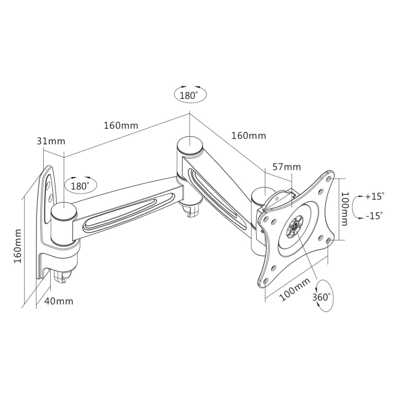 Suporte de parede InLine 23105D para monitores até 69 cm 27 polegadas