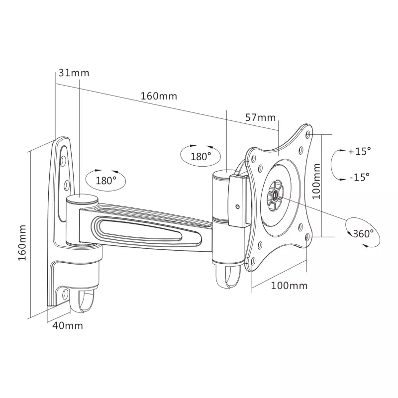 Suporte de parede InLine 23106D para monitores até 27 polegadas