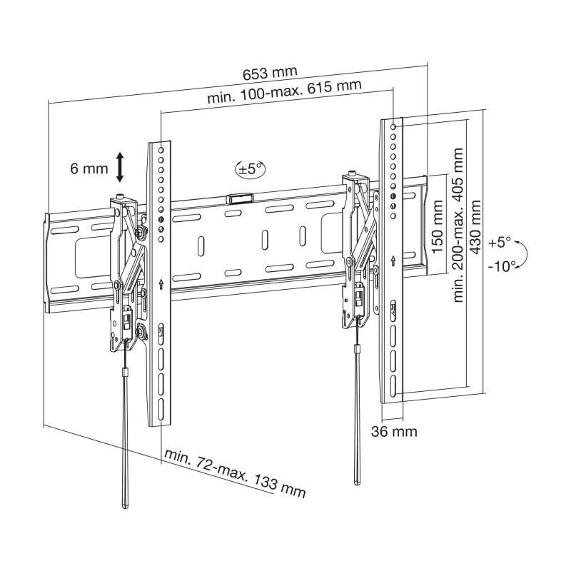 Suporte de parede de alto desempenho InLine, inclinável, para televisores de ecrã plano (37-80 polegadas), máx. 75kg