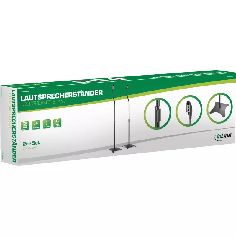 Suporte para colunas InLine 23126C 68-110cm preto 2 unidades