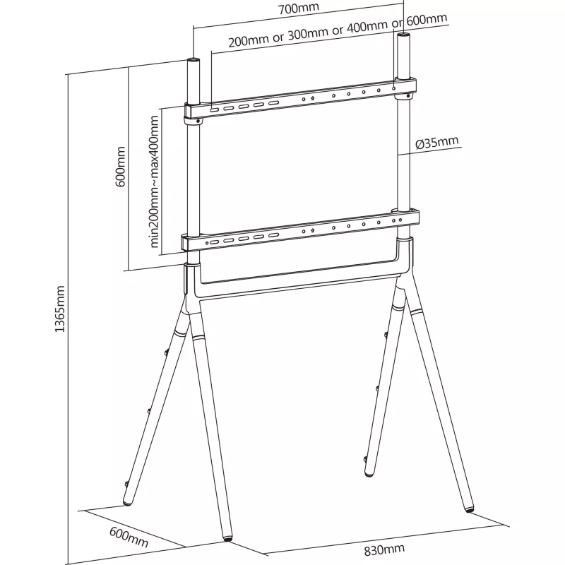 Suporte de TV InLine woodstand Studio, para ecrãs 49 polegadas-70 polegadas (124-178cm), máx. 40kg