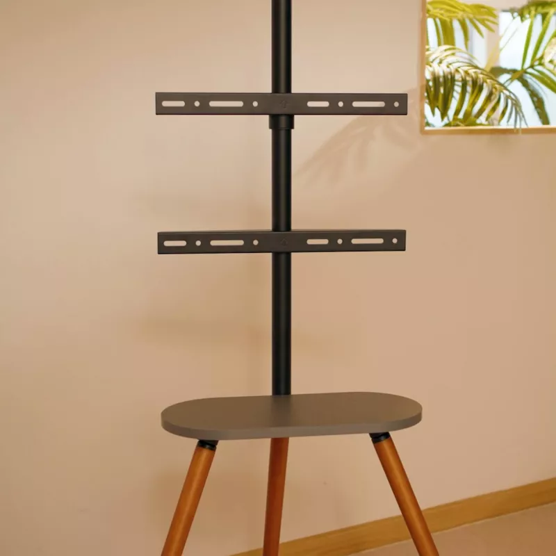 Suporte de TV de chão InLine 23133W para ecrãs de 43–65 polegadas com prateleira, suporte autónomo