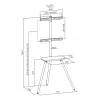 Suporte de TV de chão InLine 23133W para ecrãs de 43–65 polegadas com prateleira, suporte autónomo