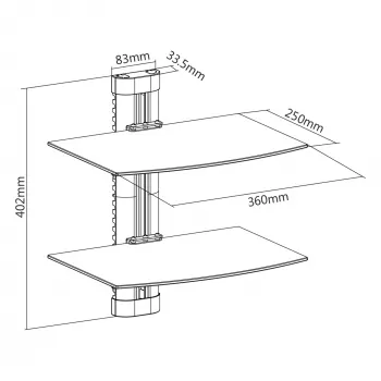 Suporte de parede InLine, para DVD, Blu-ray, recetor de satélite, máx. 8 kg, preto