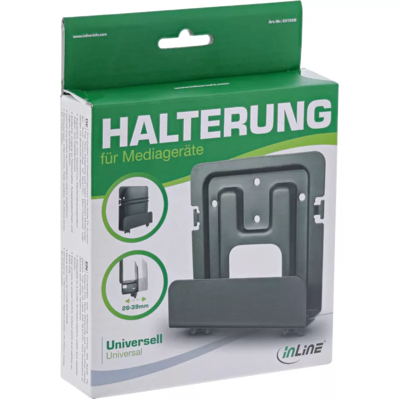 Suporte passivo InLine 23152B para media streaming box 26-39 mm