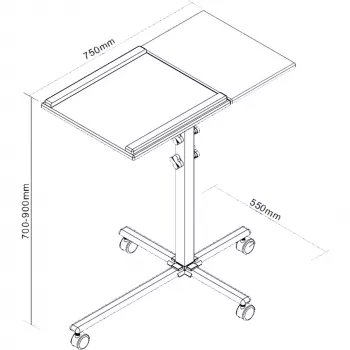 Carrinho InLine para portátil e projetor, altura 70–90 cm