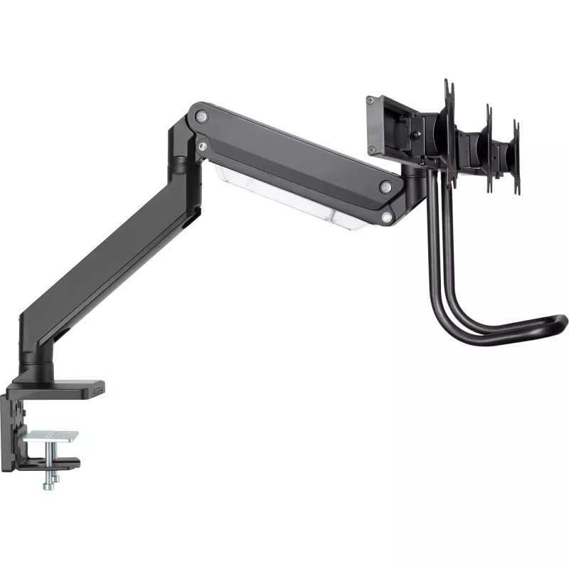 InLine suporte de secretária com braço articulado e USB3.0, móvel, para 3 ecrãs até 27 polegadas