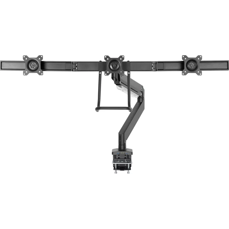 InLine suporte de secretária com braço articulado e USB3.0, móvel, para 3 ecrãs até 27 polegadas