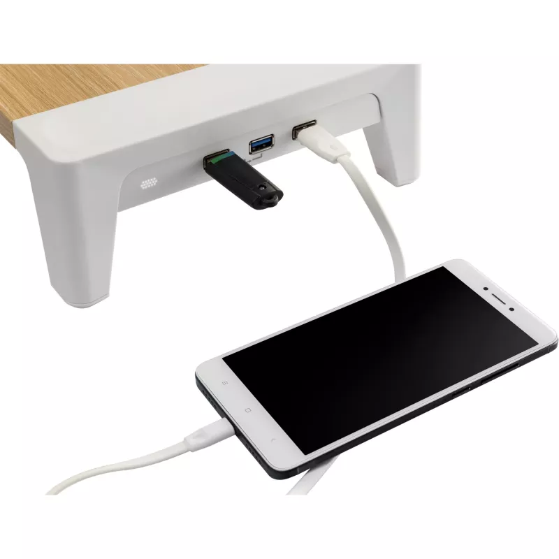 InLine Monitor Platform+, 2x USB 3.2 Gen1 e carregamento QC3, 80mm, máx. 15kg