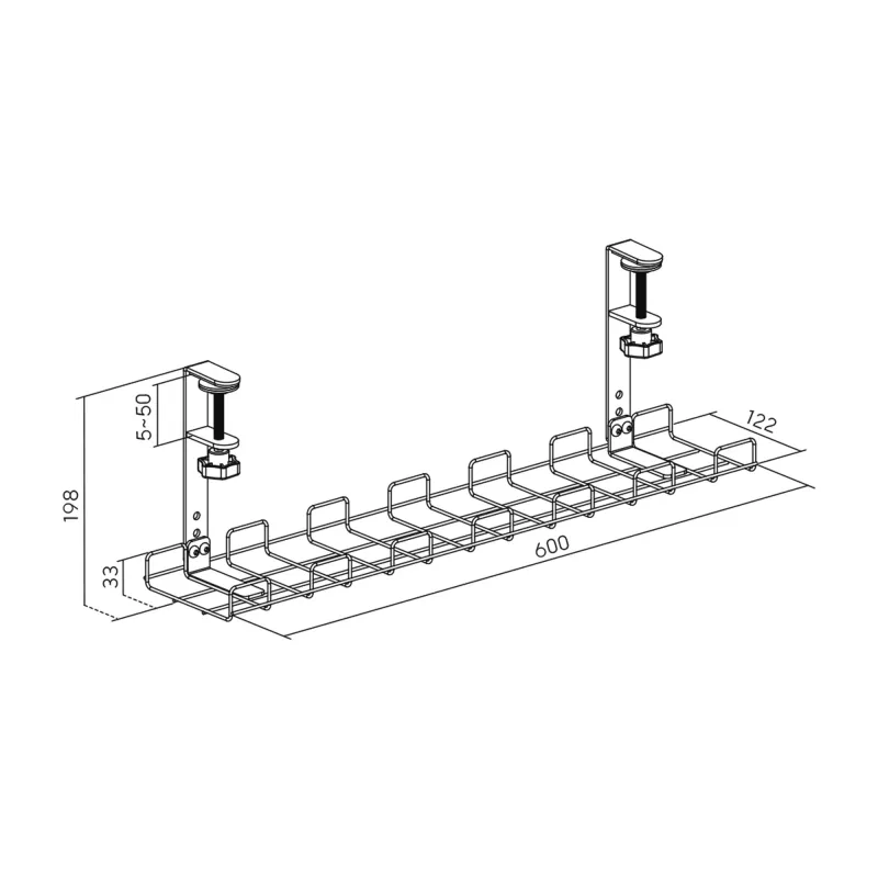 InLine 23190H Grelha de gestão de cabos 60 cm para montagem sob a secretária, branco