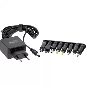 Fonte de alimentação universal InLine, 5 V / 15 W, com 8 fichas intercambiáveis, Micro-USB, USB-C