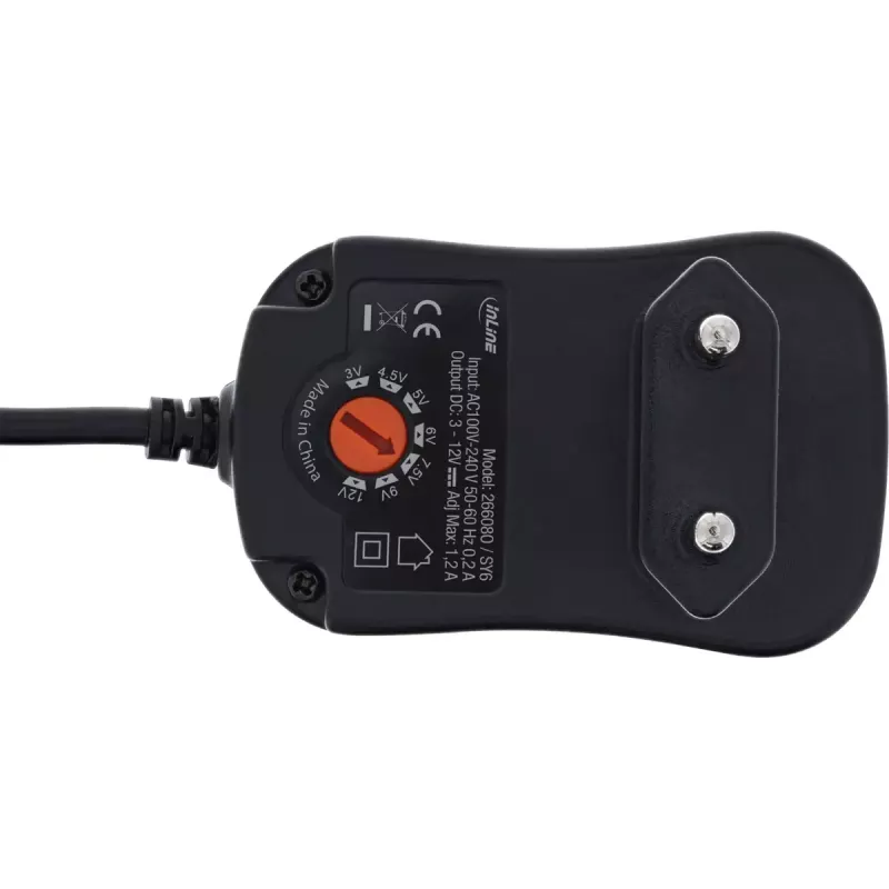 InLine fonte de alimentação universal 12W, 110-240V para 3-12V, máx. 1200mA
