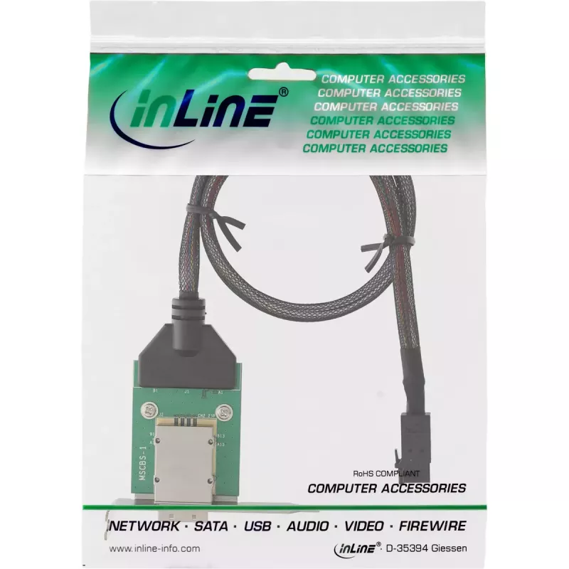 Suporte adaptador SAS HD low-profile InLine ext. SFF-8088 / int. SFF-8643 0,75 m