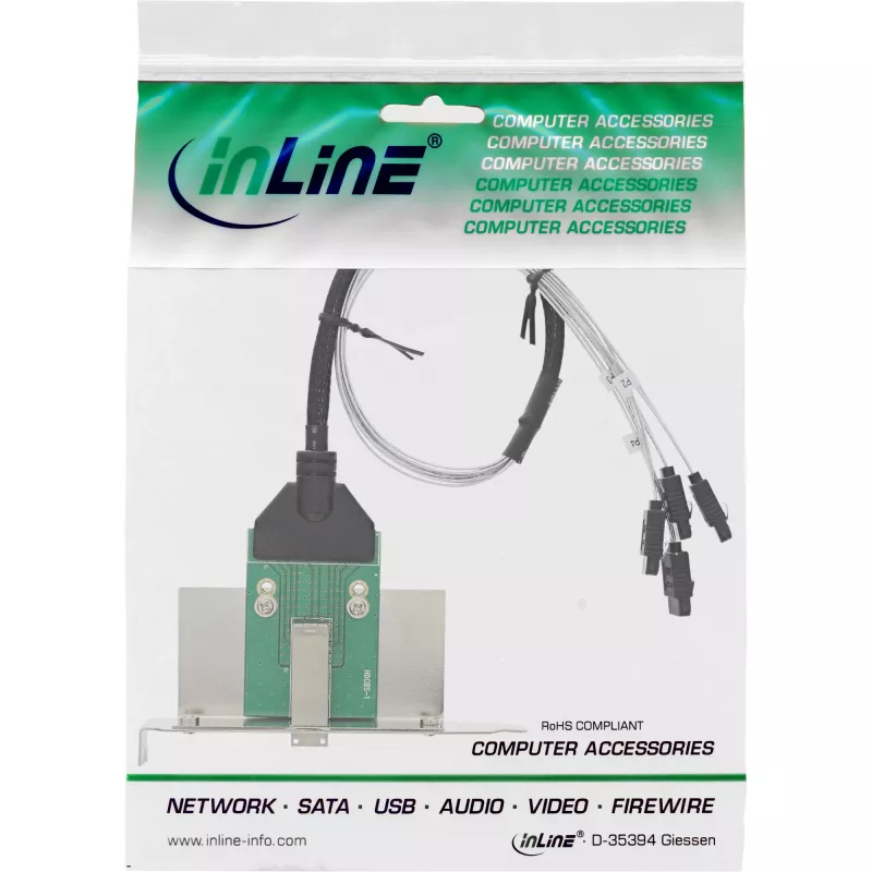 Placa de interface SATA InLine SFF-8644 4x SATA