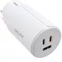InLine fonte de alimentação USB PD, carregador GaN, 3 portas, USB-C duplo + USB-A, 65W, branco