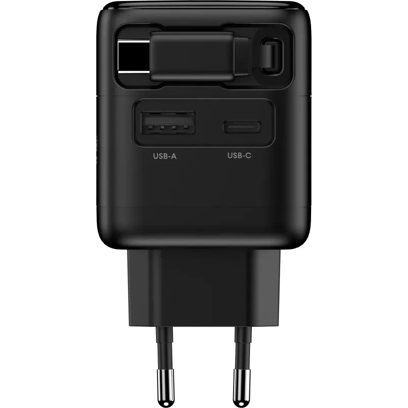 Fonte de alimentação USB InLine, 70 W, GaN, USB-C PD + USB-A QC, cabo 60 cm, preto