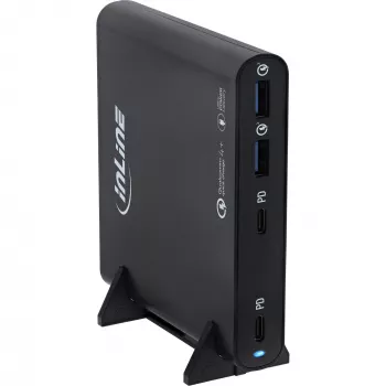 InLine Fonte de alimentação USB GaN, 4 portas, 2x USB-C + 2x USB-A, 120 W, preto (31515B)