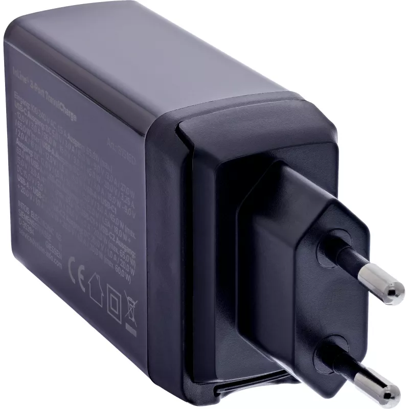 Carregador móvel universal InLine 31516D preto carregamento rápido AC para interiores
