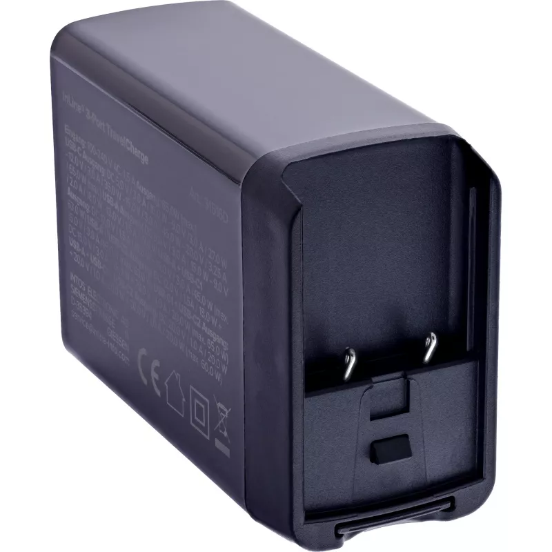 Carregador móvel universal InLine 31516D preto carregamento rápido AC para interiores