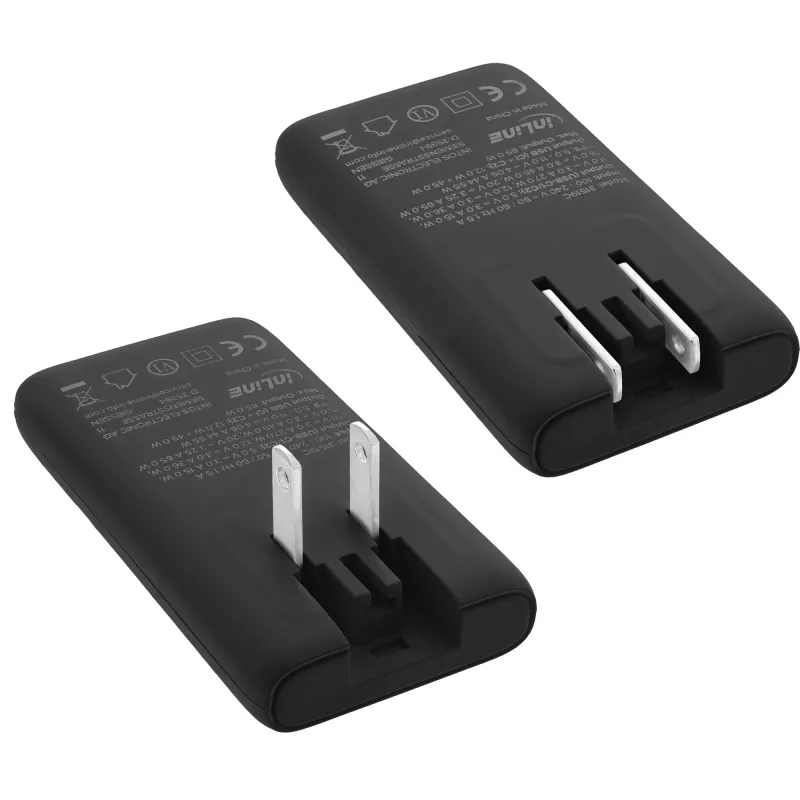 Fonte de alimentação USB carregador InLine 31519B Dual USB-C 65W adaptador de rede com duas portas USB-C