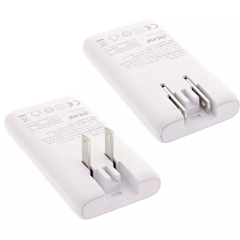 Fonte de alimentação USB InLine 31519C Dual USB-C 65W – conectores Dual USB-C, 65 W de potência total