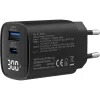 Fonte de alimentação USB PD InLine, carregador GaN, 2 portas, USB-C + USB-A, 30W, com ecrã