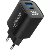 Fonte de alimentação USB PD InLine, carregador GaN, 2 portas, USB-C + USB-A, 30W, com ecrã