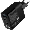 Fonte de alimentação USB PD InLine, carregador GaN, 3 portas, USB-C + USB-A, 65 W, com ecrã