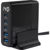 Fonte de alimentação USB PD InLine, carregador GaN, 5 portas, USB-C + USB-A, 140W, com ecrã