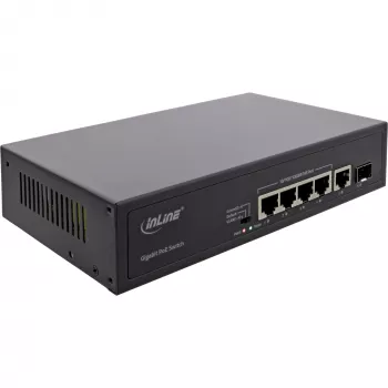 Switch não gerido InLine PoE+ Gigabit Network Switch 5 portas 4x PoE+ 1xSFP 1Gb/s desktop