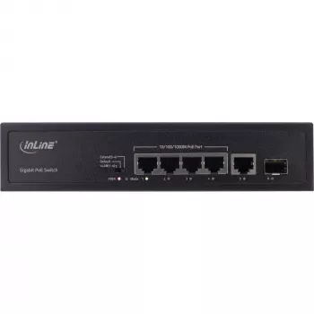 Switch não gerido InLine PoE+ Gigabit Network Switch 5 portas 4x PoE+ 1xSFP 1Gb/s desktop