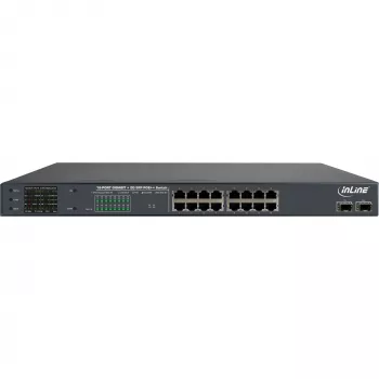 Switch de rede PoE+ Gigabit InLine 24 portas, 1 Gb/s, 2xSFP, 19 polegadas 1HE (incl. suportes)