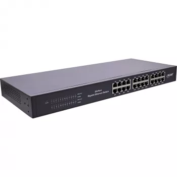 Switch de rede InLine Gigabit 24 portas, 1 Gb/s, 48,26 cm (19 polegadas), 1U, metal, sem ventoinha