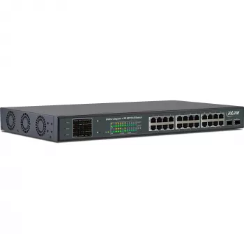 Switch de rede InLine PoE+ Gigabit 24 portas, 1 Gb/s, 2xSFP, 19 polegadas 1U (incl. suportes)