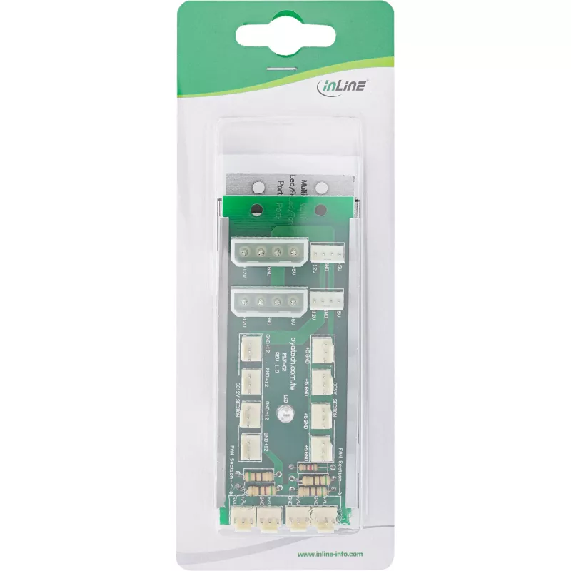 Painel multi-portas InLine 2x Molex 4 pinos para 12 x conector de ventoinha 3 pinos para 12 ventoinhas