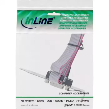 Chapa de slot InLine DB9 conector macho para header interno de 10 pinos direto 1:1 0,6 m