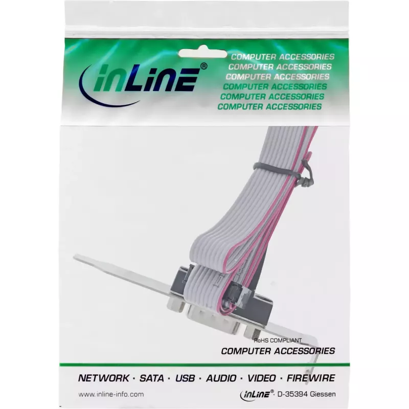 Chapa de slot InLine DB9 conector macho para header interno de 10 pinos direto 1:1 0,6 m