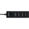 Hub USB 2.0 InLine 4 portas, conector macho Type-A para 4x conector fêmea Type-A, preto, 30 cm, fino