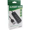 Hub USB 2.0 InLine 4 portas, conector macho Type-A para 4x conector fêmea Type-A, preto, 30 cm, fino