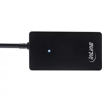 Hub USB 2.0 InLine 4 portas, conector macho Type-A para 4x conector fêmea Type-A, preto, 30 cm