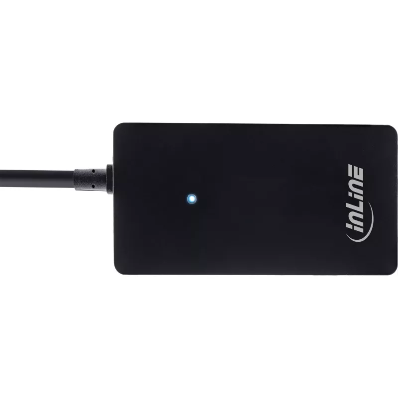 Hub USB 2.0 InLine 4 portas, conector macho Type-A para 4x conector fêmea Type-A, preto, 30 cm