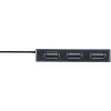 Hub USB 2.0 InLine 4 portas, conector macho Type-A para 4x conector fêmea Type-A, preto, 30 cm