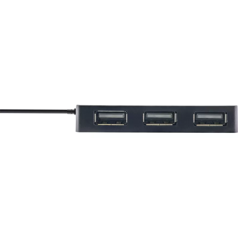 Hub USB 2.0 InLine 4 portas, conector macho Type-A para 4x conector fêmea Type-A, preto, 30 cm
