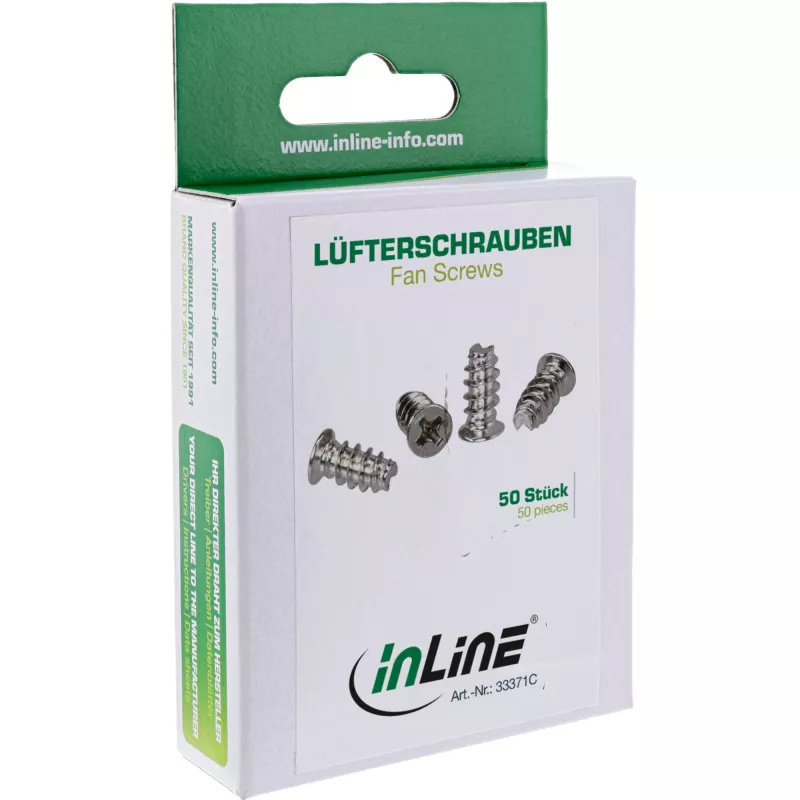 Parafusos para ventoinha InLine 5,0x10,0 mm prateados 50 unid. InLine 33371C