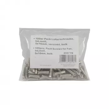Parafusos para ventoinha InLine 5x16mm prateados embalagem de 100 unidades