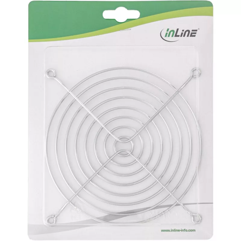 Grelha de ventoinha InLine em metal cromado, 140x140mm