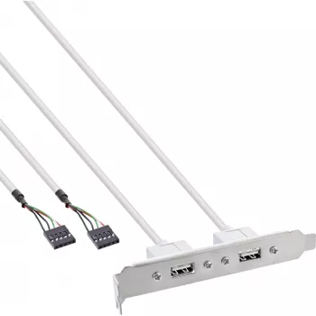 Placa de slot InLine 2x USB 2.0 Type-A fêmea para 2x header interno de 5 pinos 0,3m