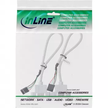 Placa de slot InLine 2x USB 2.0 Type-A fêmea para 2x header interno de 5 pinos 0,3m