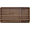 Organizador InLine WoodCharge com superfície de carregamento Qi e fonte de alimentação USB