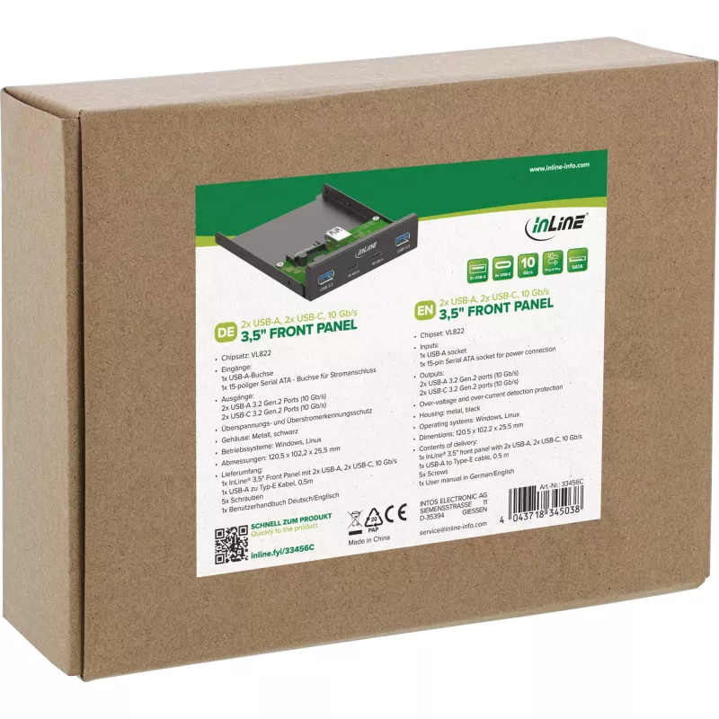 InLine 33456C tampa para baía de unidade 8,89 cm (3,5 polegadas) tampa para portas I/O preta